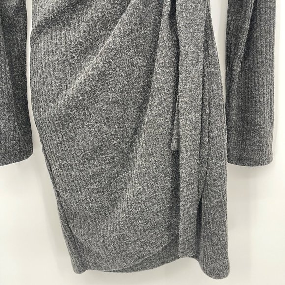 Lulu's Wrap Dress Gray Charcoal Long Sleeve Knit Stretch Womens XL - Picture 4 of 8